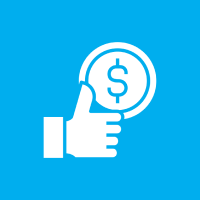 Thumbs up with dollar sign icon.