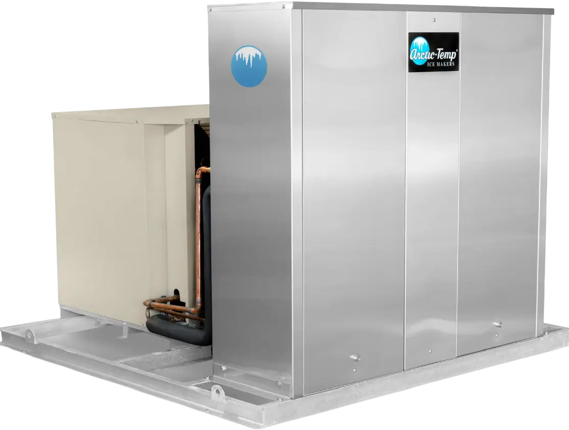 Commercial refrigeration unit with metal exterior.